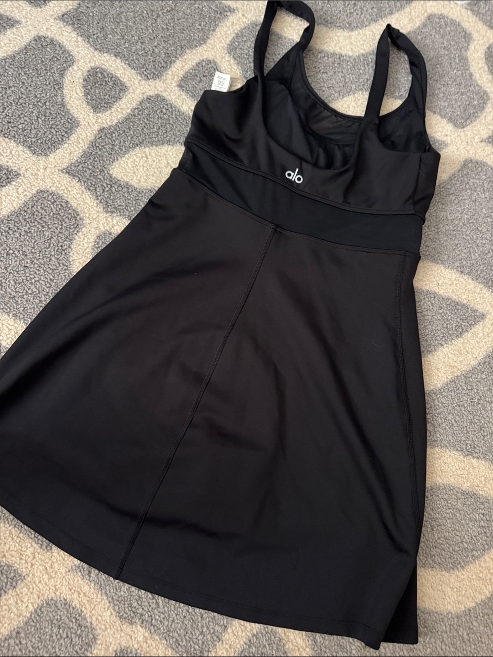 ALO Yoga Black Athletic Skater Dress with Supportive Bodice